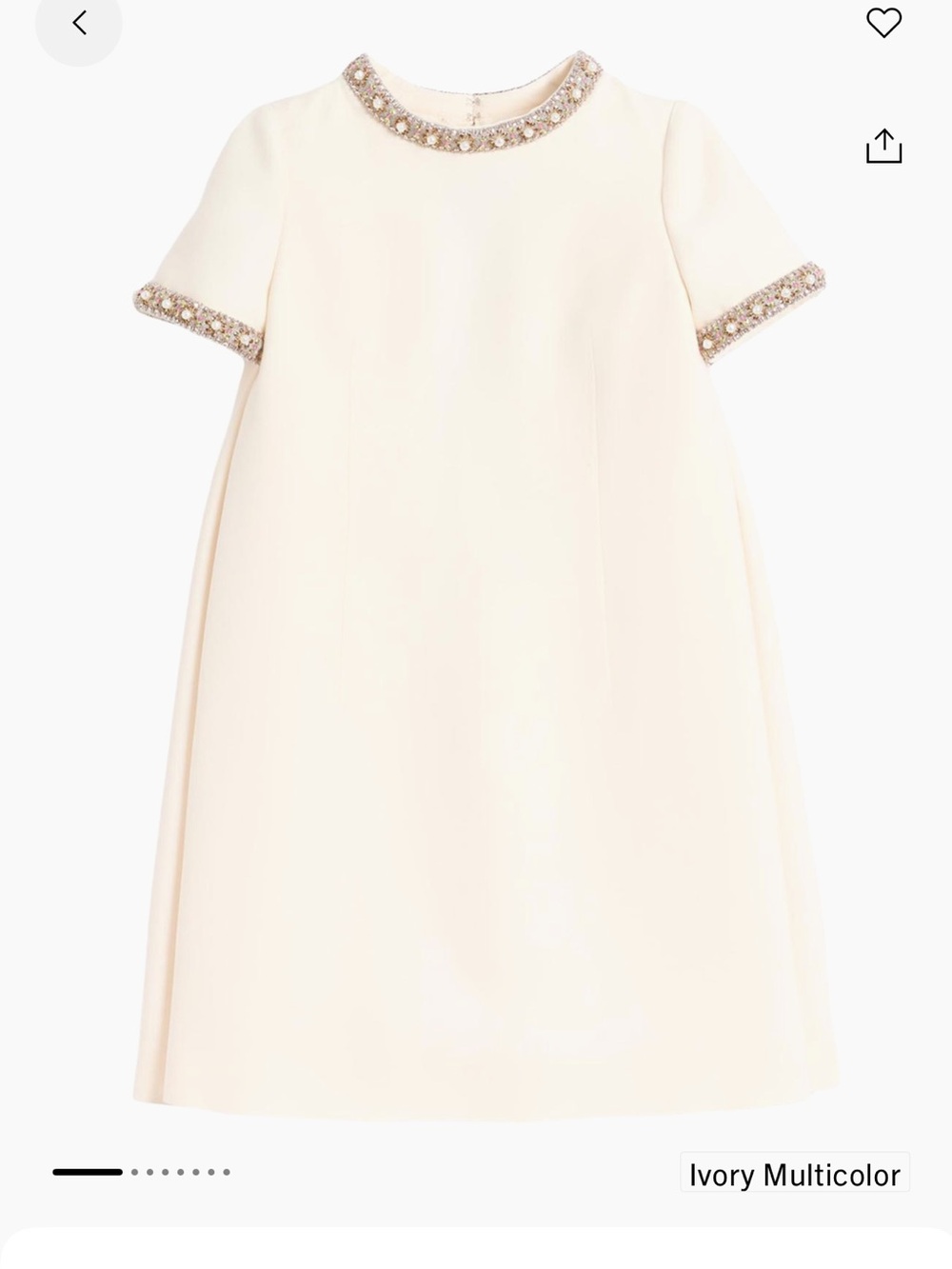 Valentino Garavani Ivory Short Dress with Multicolor Embellished Sleeves